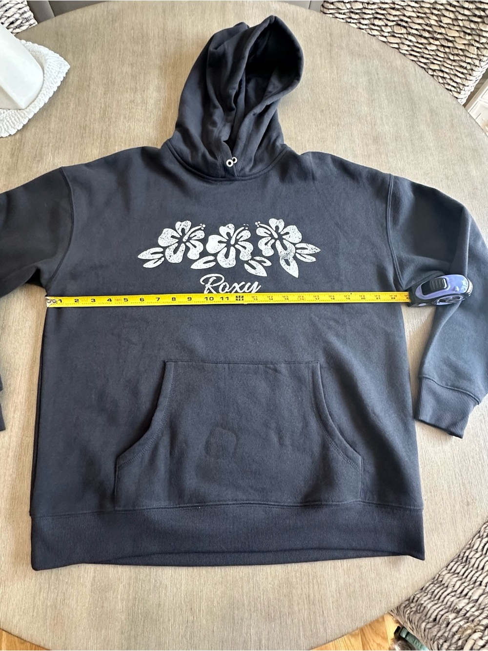 Roxy Black Hoodie with White Floral Logo M - Picture 5 of 7